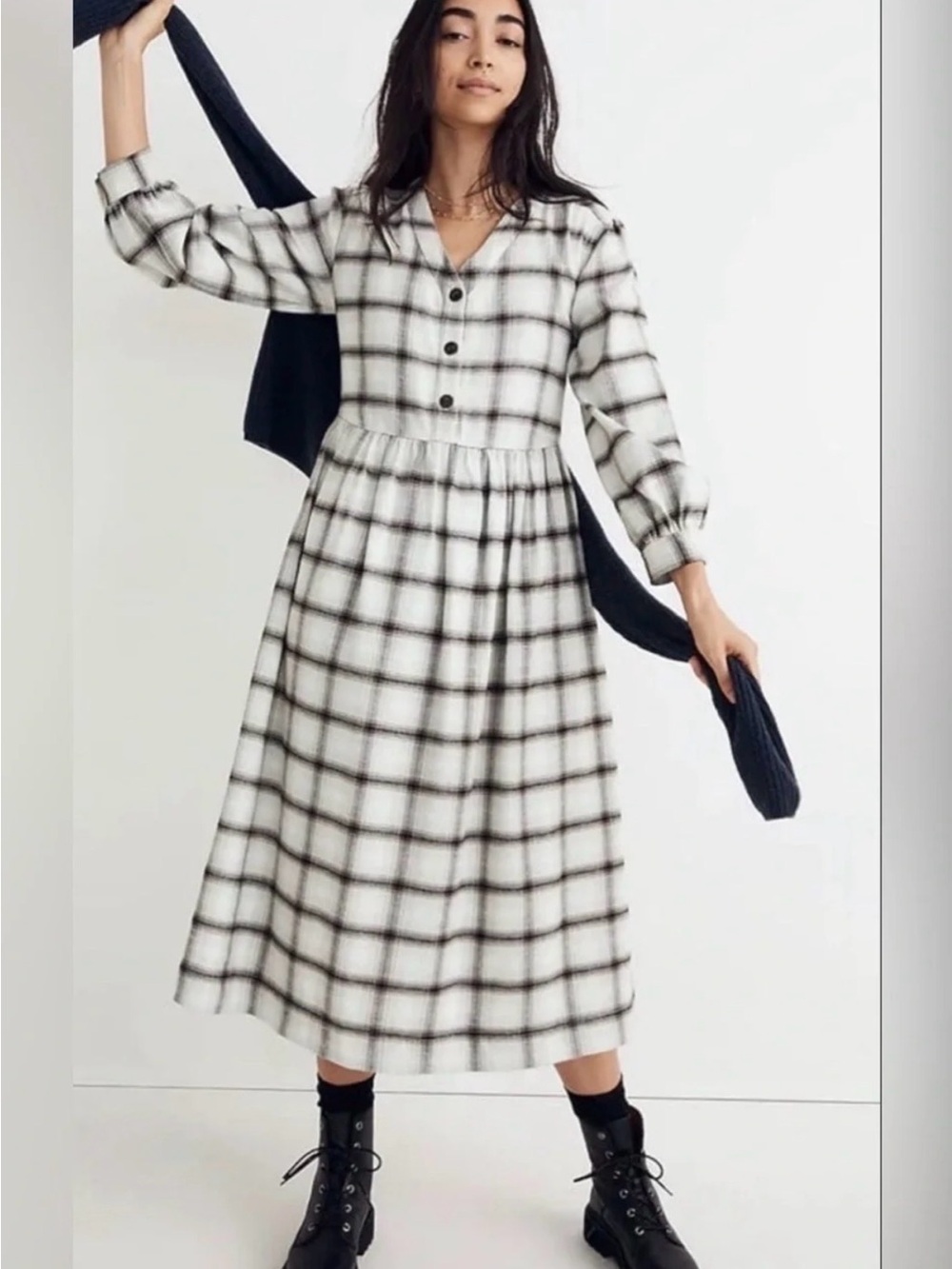 Madewell Flannel Button-Front Midi Dress